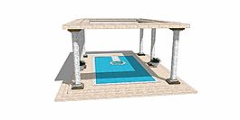 现代游泳馆建筑效果图