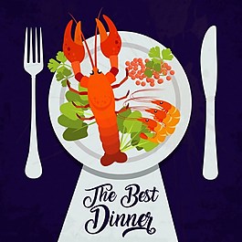 晚餐海鲜图标广告餐具装饰免费矢量