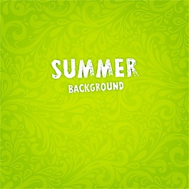 绿色花纹夏日矢量背景