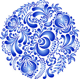 蓝色的青花瓷装饰图案