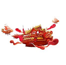 中国古代建筑png免扣元素