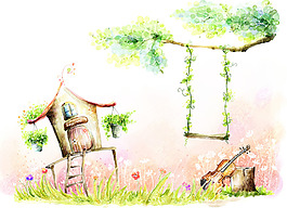 绿色经典手绘背景