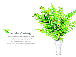 绿色花瓶创意图案