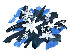 蓝色涂鸦花朵水彩手绘矢量文件