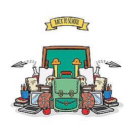 手绘书包电脑元素