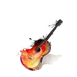 手绘彩色吉他元素