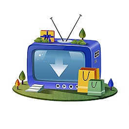 卡通电视机png元素