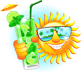 卡通夏天的太阳插画
