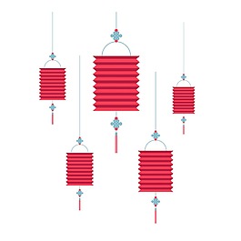 手绘红色灯笼元素