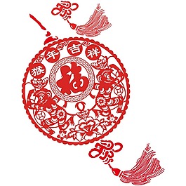 手绘福字中国结元素