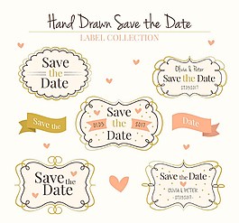 5款手绘婚礼标签矢量素材