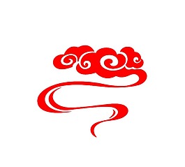 红色中国风祥云剪纸装饰png元素