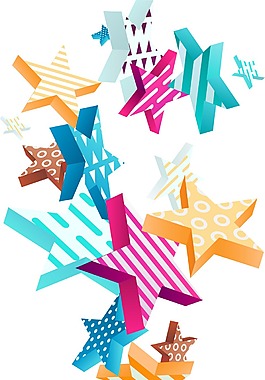 彩色五角星png元素