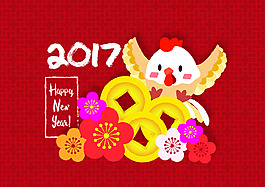 喜庆卡通鸡年矢量素材