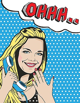 打电话漫画风格人物矢量素材