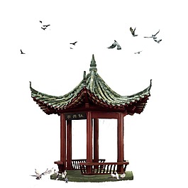 中式复古凉亭元素