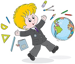 卡通上学的小男孩矢量插画素材