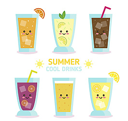 6款可爱夏季饮品设计矢量