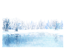 冬天漫天大雪风情插画