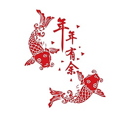 手绘红色金鱼元素