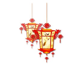 手绘红色灯笼元素