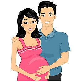 手绘红衣孕妇元素