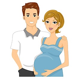 手绘夫妻孕妇元素