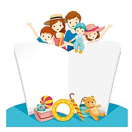 手绘幸福一家人阅读元素