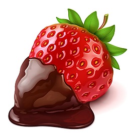 手绘草莓巧克力元素