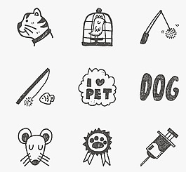 宠物爱心小老鼠小狗图标矢量素材