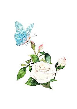 手绘花蝶恋花psd分层素材小清新6