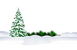 手绘大雪松树元素
