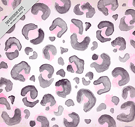 水彩绘粉色豹纹无缝背景矢量图