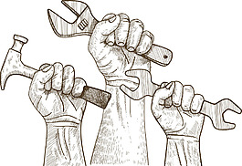 手绘手握扳手png免扣元素