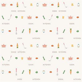 可爱餐具套装无缝背景图