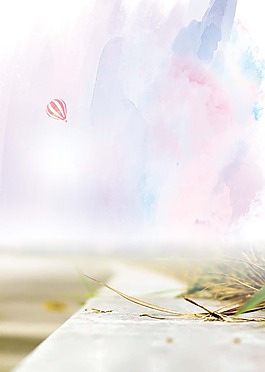 简约路边小草天空背景