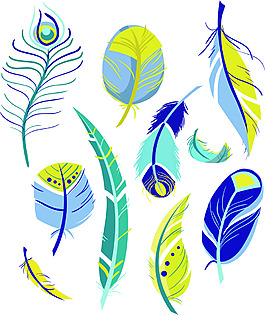 孔雀羽毛矢量卡通装饰元素