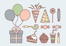 生日蛋糕派对矢量素材