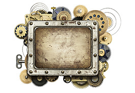 手绘复古铁箱元素