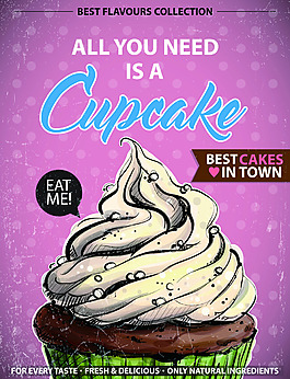 巧克力底美食甜品海报矢量素材