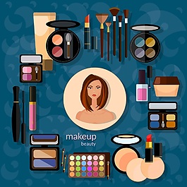 眼影盘化妆品沙龙美容美发矢量素材