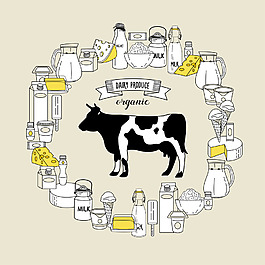 手绘美食的牛奶制品插画