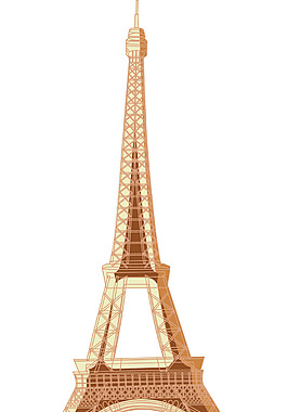 手绘巴黎铁塔元素