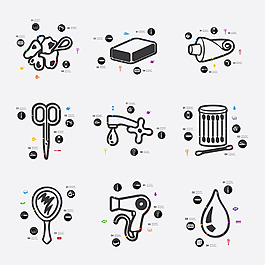 手绘生活用品分类icon矢量素材eps