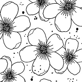 手绘黑白樱花图案背景素材