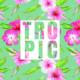 热带风情文字印花设计矢量背景