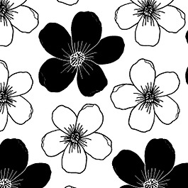 手绘黑白樱花图案背景素材日本樱花树,开花,樱花免费可商用樱花,樱花