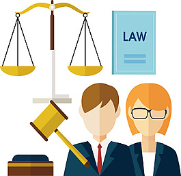 手绘法院公平公正元素