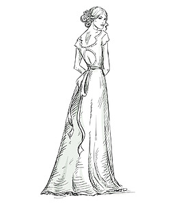 裙装女性造型服装设计草图