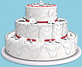 白色奶油婚礼蛋糕免抠png透明图层素材